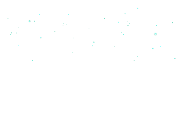 Teal fireflies floating around during nighttime.