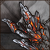 Fire has solidified and twists up your lion's arms with a strange, hot energy.