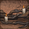 Vines curl around flickering candles, setting the scene for a spooktacular evening.