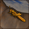 A shiny golden locust to wear as a badge of honor for all of your locust smashing!